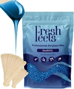 Freshfeels® Hard Wax Beans - Incl. 20x Wax Spatels - 1 KG - Voor Lichaam & Gezicht - Wax Parels - Wax Bonen - Wax Korrels - Voor Gevoelige Huid - Fijn/Grof Haar - Brazilian Hard Wax - Aqua Blauw