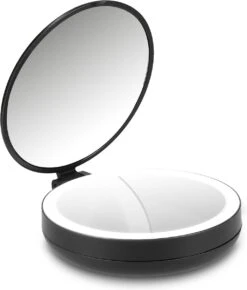 Navaris 1x/5x Vergrotende Make-up Spiegel - Compacte Opvouwbare Kap- En Reisspiegel - Led-verlichte Dubbelzijdige Make-upspiegel - Zwart -Cosmetica Serie Winkel 1023x1200