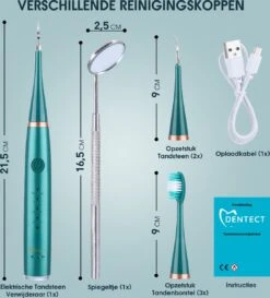 Merkloos Tandsteen Verwijderaar Elektrisch Dentect – Tandenborstel Opzetstukken - Tandarts Spiegel - 5 Standen - Groen -Cosmetica Serie Winkel 1086x1200 2