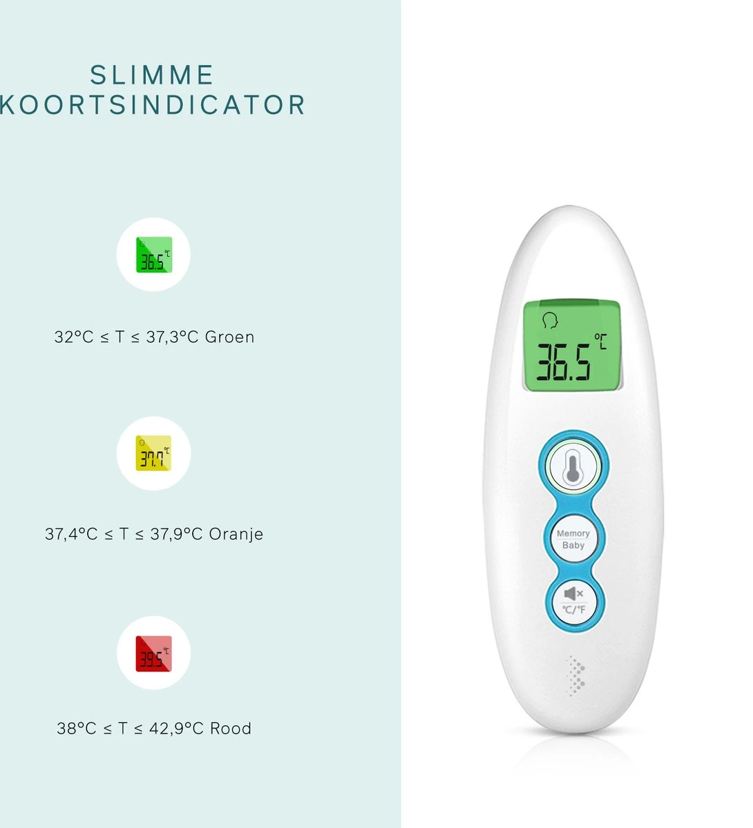Bintoi® X100 - Digitale Oorthermometer - Infrarood Thermometer Voorhoofd - Temperatuurmeter - Koortsthermometer Voor Volwassenen En Baby's - Digitale Thermometer Lichaam - Instant Meting In 1 Seconde - Incl. Batterijen 5 Bintoi® X100 - Digitale Oorthermometer - Infrarood Thermometer Voorhoofd - Temperatuurmeter - Koortsthermometer Voor Volwassenen En Baby's - Digitale Thermometer Lichaam - Instant Meting In 1 Seconde - Incl. Batterijen - Afbeelding 3