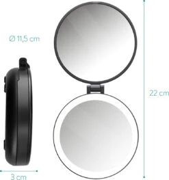Navaris 1x/5x Vergrotende Make-up Spiegel - Compacte Opvouwbare Kap- En Reisspiegel - Led-verlichte Dubbelzijdige Make-upspiegel - Zwart -Cosmetica Serie Winkel 1128x1200