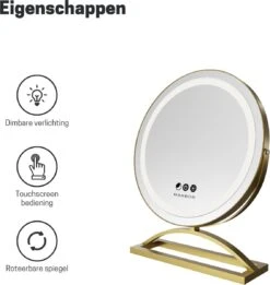 Marbor Make Up Spiegel Met LED Verlichting - Goud - Hollywood Mirror -Cosmetica Serie Winkel 1135x1200