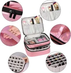 YONO Nagellak Tas - Nagelkoffer Beautycase - Cosmetica Koffer - Manicure Organizer - Roze -Cosmetica Serie Winkel 1160x1200