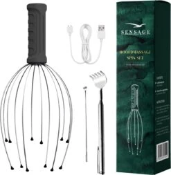 Sensage Hoofdmassage Spin | Anti Stress Massage Apparaat | Ontspanning | Elektrische Hoofdmassage | 5 Modes | USB Oplaadbaar | Zwart | Massage Spin