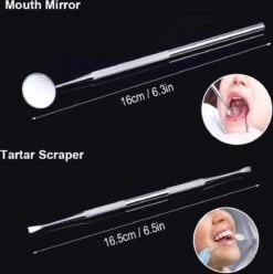 Compleet Tandarts Setje –4 Stuks Tandsteenhaakje – Tandartshaakje - Mondspiegel – Tandarts Gereedschap – Mondverzorging – Stainless Steel -Cosmetica Serie Winkel 1195x1200 8