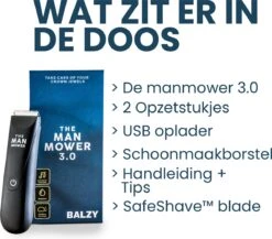 BALZY BushBuster 3.0 - Trimmer - Scheerapparaat - Haartrimmer - Bodygroomer - SafeShave Technologie - Waterdicht - Veilig Scheren - Oplaadbaar -Cosmetica Serie Winkel 1200x1052 4