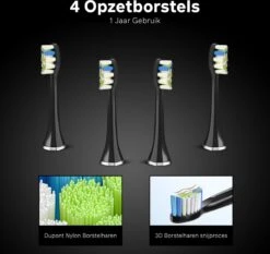 Bintoi® ISonic ProClean - Opzetborstels Elektrische Tandenborstel - 4 Stuks - Geschikt Voor Bintoi ISonic D700/D600 - Jaarvoorraad - Zwart -Cosmetica Serie Winkel 1200x1132