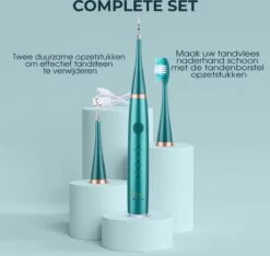 Merkloos Tandsteen Verwijderaar Elektrisch Dentect – Tandenborstel Opzetstukken - Tandarts Spiegel - 5 Standen - Groen -Cosmetica Serie Winkel 1200x1139 1