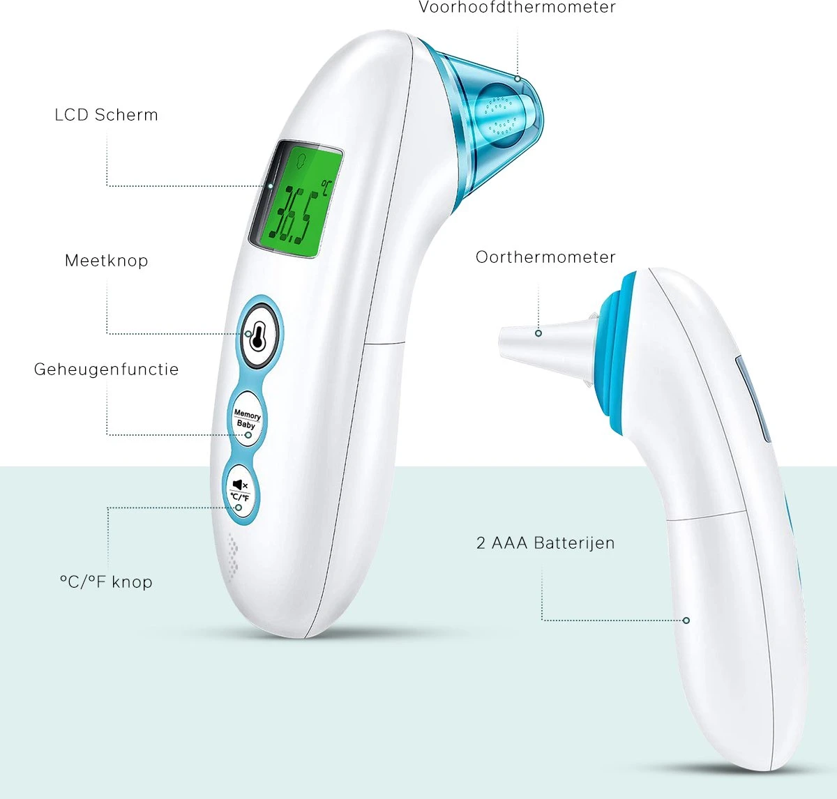 Bintoi® X100 - Digitale Oorthermometer - Infrarood Thermometer Voorhoofd - Temperatuurmeter - Koortsthermometer Voor Volwassenen En Baby's - Digitale Thermometer Lichaam - Instant Meting In 1 Seconde - Incl. Batterijen 9 Bintoi® X100 - Digitale Oorthermometer - Infrarood Thermometer Voorhoofd - Temperatuurmeter - Koortsthermometer Voor Volwassenen En Baby's - Digitale Thermometer Lichaam - Instant Meting In 1 Seconde - Incl. Batterijen - Afbeelding 7