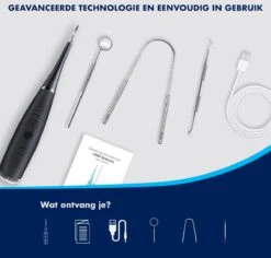 DynaBright Elektrische Tandsteen Verwijderaar - 5 Standen - 5 Delig - Incl. Professionele Tandarts Set - Tandplak - Zwart - Tong Schraper - USB - Tand Verzorging -Cosmetica Serie Winkel 1200x1148 3