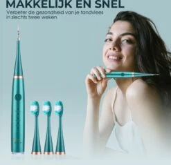 Merkloos Tandsteen Verwijderaar Elektrisch Dentect – Tandenborstel Opzetstukken - Tandarts Spiegel - 5 Standen - Groen -Cosmetica Serie Winkel 1200x1160 4