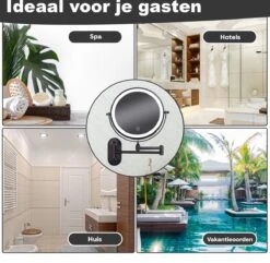 Make Up - Spiegel - Led Verlichting - 10X Vergroting - 3 Lichtstanden - Wandspiegel Rond - Badkamer - Mat Zwart - Draadloos -Cosmetica Serie Winkel 1200x1170 5