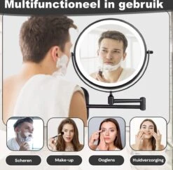 Make Up - Spiegel - Led Verlichting - 10X Vergroting - 3 Lichtstanden - Wandspiegel Rond - Badkamer - Mat Zwart - Draadloos -Cosmetica Serie Winkel 1200x1174 1