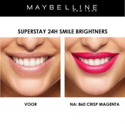 Maybelline SuperStay 24H Smile Brighters Lippenstift - 860 Crisp Magenta - Roze - Langhoudend -Cosmetica Serie Winkel 1200x1196