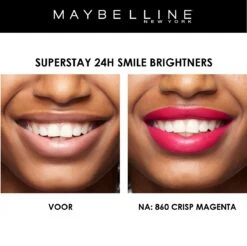 Maybelline SuperStay 24H Smile Brighters Lippenstift - 860 Crisp Magenta - Roze - Langhoudend -Cosmetica Serie Winkel 1200x1197 5