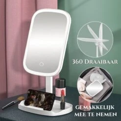 HighHome - Make Up Spiegel Met Led Verlichting - Inclusief 10x Spiegel - 3 Warmtes - 360 °C Draaibaar -Cosmetica Serie Winkel 1200x1200 1