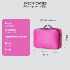 Cosmetica Koffer - Make-up Koffer Met Verstelbare Vakken - Visagie En Nagelstyliste Beauty Koffer - 40x30x14CM - Roze -Cosmetica Serie Winkel 1200x1200 109