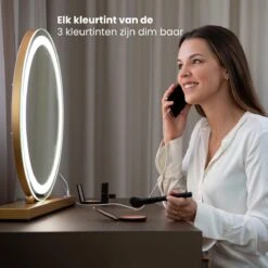 Nuvoo Make-up Spiegel - Visagie Spiegel - Hollywood Spiegel - Diameter 50cm - 3 Licht Tinten - Dimbaar - USB Telefoonoplader - Goud -Cosmetica Serie Winkel 1200x1200 146