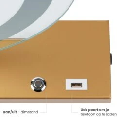 Nuvoo Make-up Spiegel - Visagie Spiegel - Hollywood Spiegel - Diameter 50cm - 3 Licht Tinten - Dimbaar - USB Telefoonoplader - Goud -Cosmetica Serie Winkel 1200x1200 147