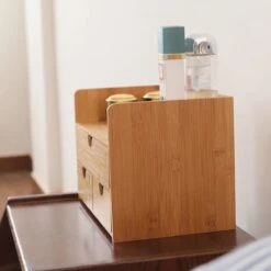 Merkloos Decopatent® Luxe Make-up Organizer Met 3 Lades - Cosmetica Organizer Make Up Met Schuiflade Bamboe Hout - Cosmeticahouder - Toren -Cosmetica Serie Winkel 1200x1200 167