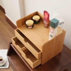 Merkloos Decopatent® Luxe Make-up Organizer Met 3 Lades - Cosmetica Organizer Make Up Met Schuiflade Bamboe Hout - Cosmeticahouder - Toren -Cosmetica Serie Winkel 1200x1200 168