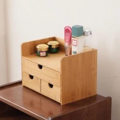 Merkloos Decopatent® Luxe Make-up Organizer Met 3 Lades - Cosmetica Organizer Make Up Met Schuiflade Bamboe Hout - Cosmeticahouder - Toren -Cosmetica Serie Winkel 1200x1200 172