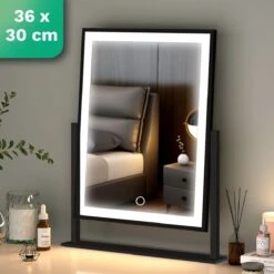 Mirlux Hollywood Spiegel Met Verlichting - Make Up - Visagie - Dimbaar LED Lampen Licht - Zwart