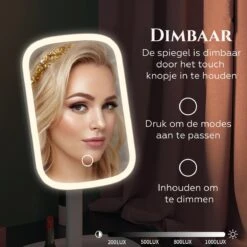 HighHome - Make Up Spiegel Met Led Verlichting - Inclusief 10x Spiegel - 3 Warmtes - 360 °C Draaibaar -Cosmetica Serie Winkel 1200x1200