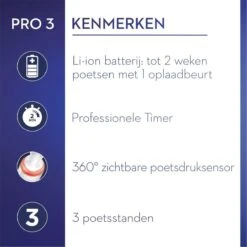 Oral B Oral-B Pro 3 - 3000 - Elektrische Tandenborstel - Ontworpen Door Braun - Blauw -Cosmetica Serie Winkel 1200x1200 400