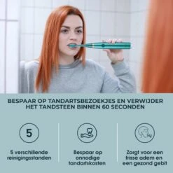 Merkloos Tandsteen Verwijderaar Elektrisch Dentect – Tandenborstel Opzetstukken - Tandarts Spiegel - 5 Standen - Groen -Cosmetica Serie Winkel 1200x1200 505