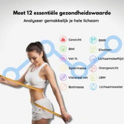JPS Care® Personenweegschaal - Smart Weegschaal - Met 12 Lichaamsanalyse & Vetpercentage Metingen - Digitaal - Bluetooth Met App - Oplaadbaar Met 6 Maanden Batterij - Wit -Cosmetica Serie Winkel 1200x1200 534
