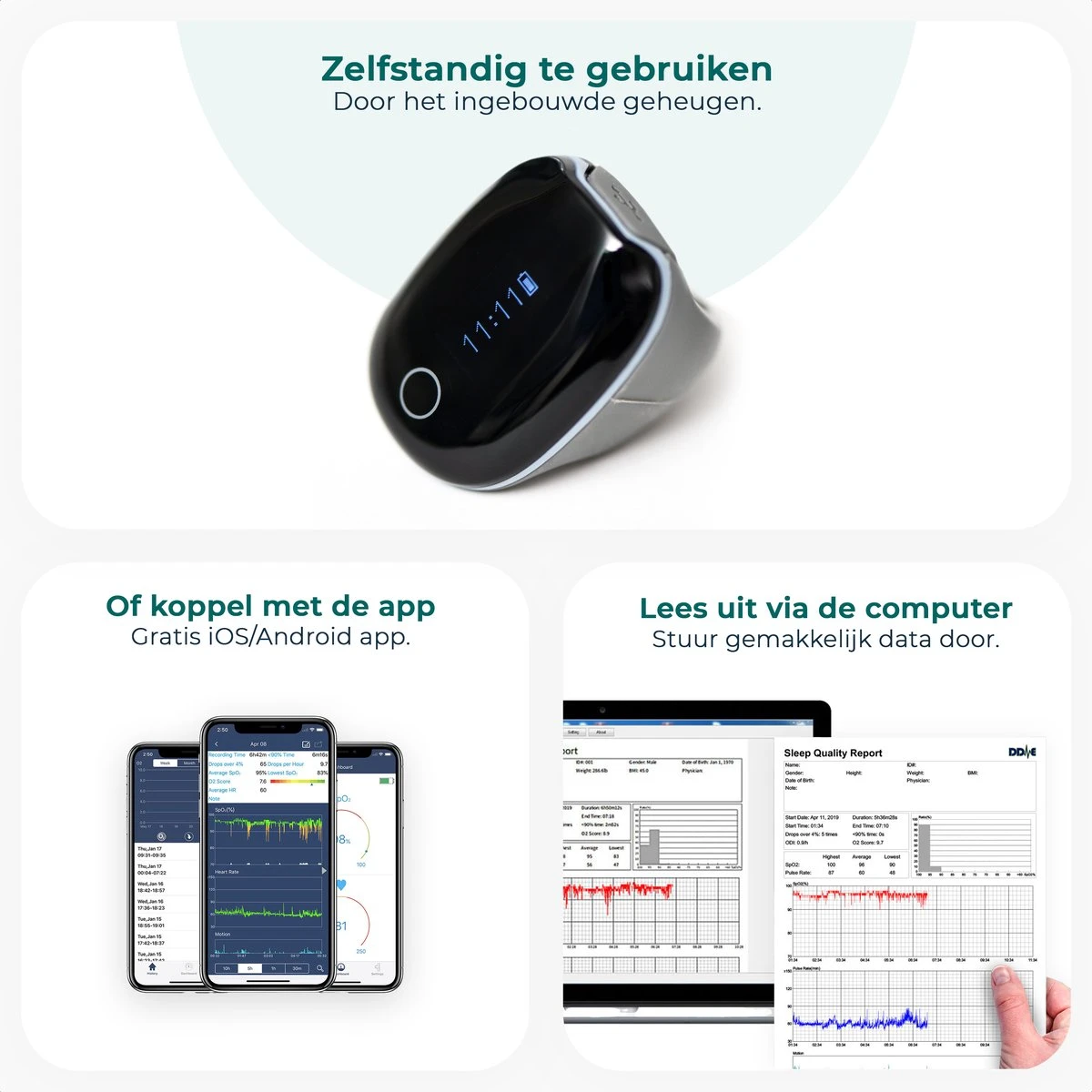 New2075 – Saturatiemeter – Zuurstofmeter Vinger – Oximeter – Hartslagmeter – Gratis App–voor Snurken En Slaap Apnea – Beter Slapen 4 New2075 – Saturatiemeter – Zuurstofmeter Vinger – Oximeter – Hartslagmeter – Gratis App–voor Snurken En Slaap Apnea – Beter Slapen - Afbeelding 2