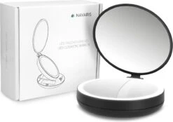 Navaris 1x/5x Vergrotende Make-up Spiegel - Compacte Opvouwbare Kap- En Reisspiegel - Led-verlichte Dubbelzijdige Make-upspiegel - Zwart -Cosmetica Serie Winkel 1200x847 1