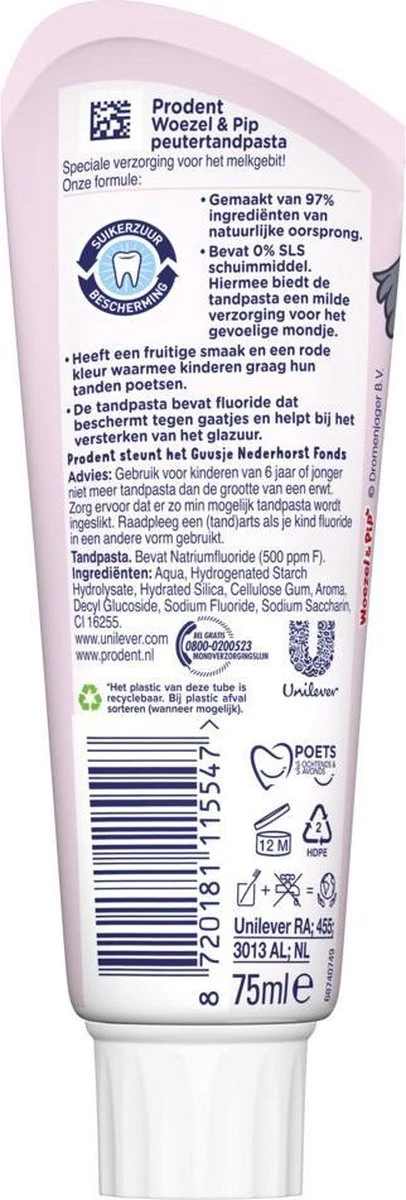 Prodent Kids 0-6 Jaar Woezel & Pip Tandpasta - 12 X 75 Ml - Voordeelverpakking 6 Prodent Kids 0-6 Jaar Woezel & Pip Tandpasta - 12 X 75 Ml - Voordeelverpakking - Afbeelding 4