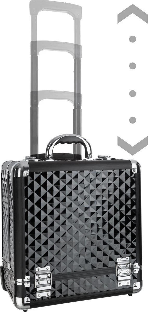 Dreamble Make-up Koffer - Make-up Trolley - Zwart - Rijdbaar - Met Wieltjes - Compact - 8 Vakken - Met Slot - 2 Sleutels 3 Dreamble Make-up Koffer - Make-up Trolley - Zwart - Rijdbaar - Met Wieltjes - Compact - 8 Vakken - Met Slot - 2 Sleutels