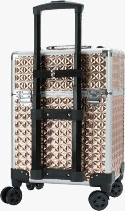 Koffer Gouden Kleur | Beautycase / Beautykoffer / Trolley Van Aluminium - 8 Wielen - Kapper Koffer - Tattoo Koffer - Nagel Koffer - Make-up Koffer -Cosmetica Serie Winkel 711x1200